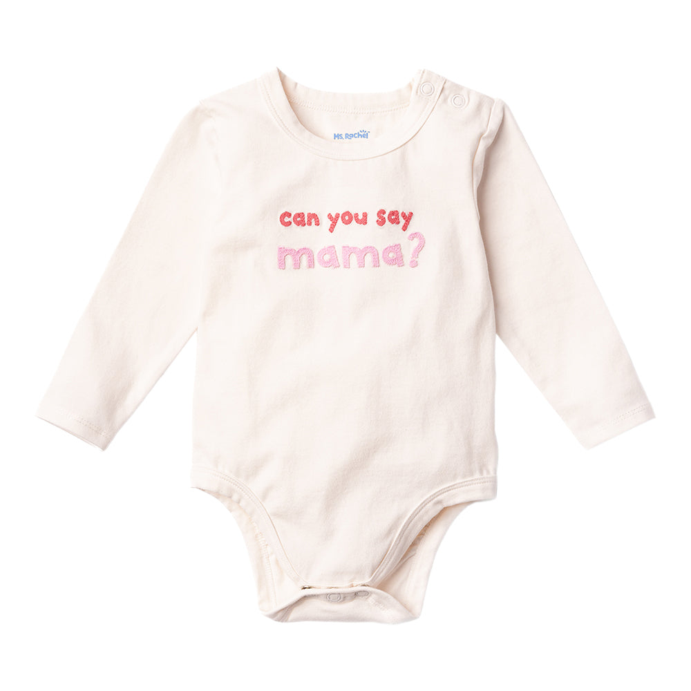 Ms.Rachel Long Sleeve Bodysuit - White/Blue / 12-18m