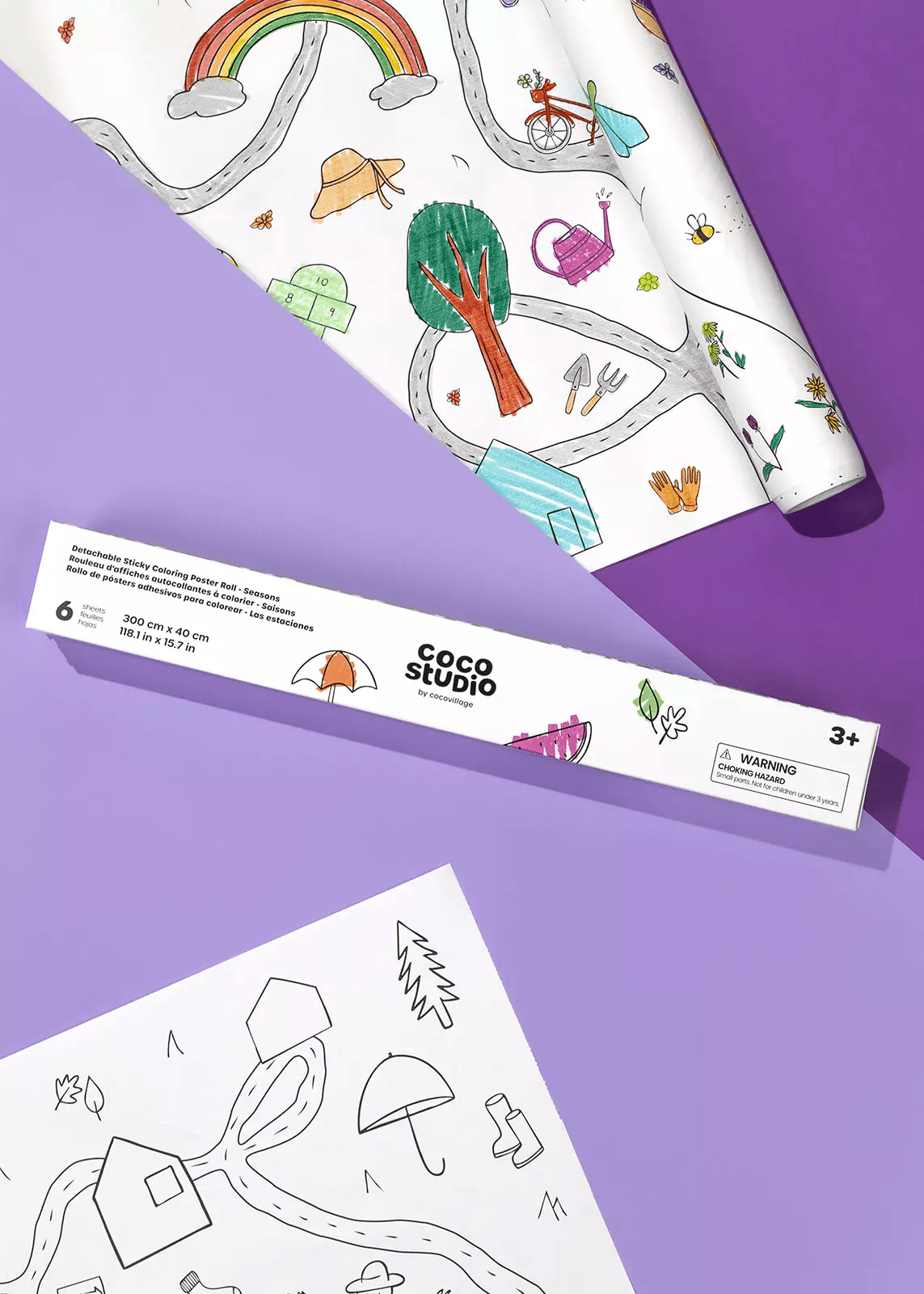 Coco Village Coco Studio Detachable Seasons Sticky Coloring Poster Roll - 6 sheets