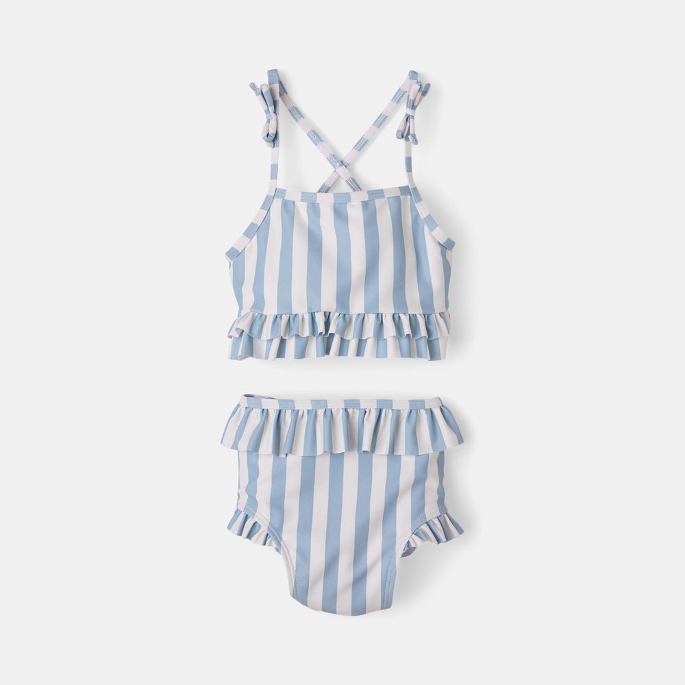rise little earthling Ruffle Bow 2-pc Bathing Suit - Peach Gingham / 0-6m - Image 4