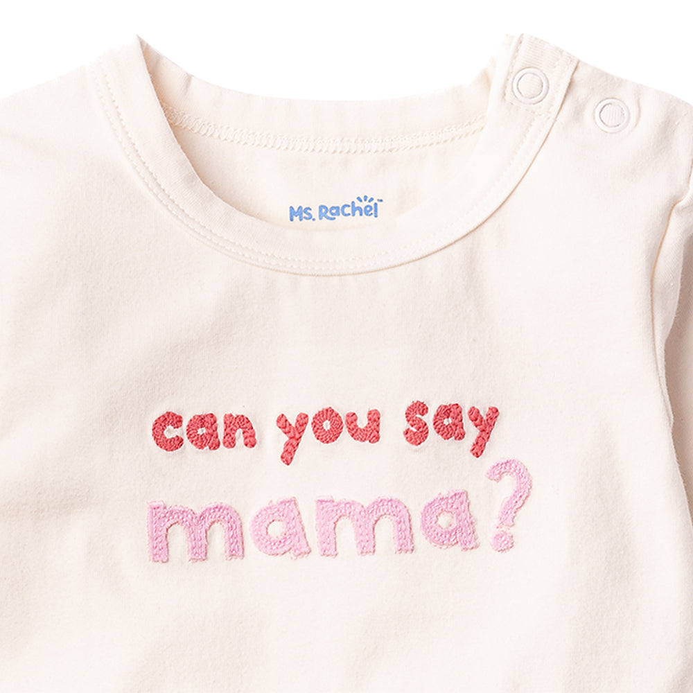 Ms.Rachel Long Sleeve Bodysuit - White/Blue / 12-18m - Image 3