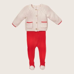rise little earthling 2PC Cardigan & Legging Set BUHST42 - Red / NB