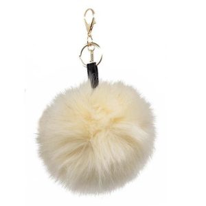 Exclusive Faux Single Pom Cream Bag Charm