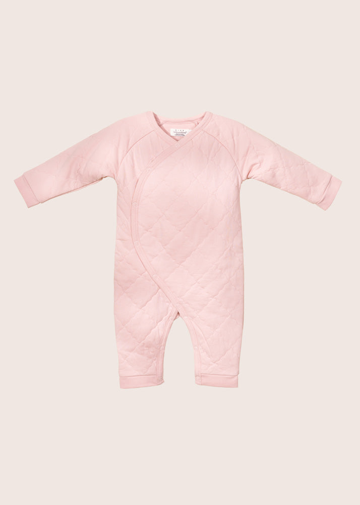 rise little earthling Quilted Wrap Romper - Pink / 6-9m