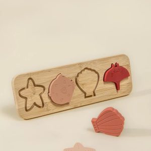 Coco Village Silicone Puzzle on Wooden Plate - Ocean