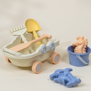 Coco Village Oversized 6-Piece Wheat Straw Sand Toy Set – Wagon & Accessories