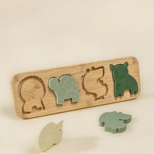 Coco Village Silicone Puzzle on Wooden Plate - Savana