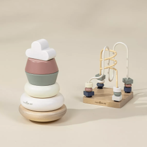 Coco Village Wooden Baby Toy Gifting Set Stacking Rings & Bead Maze