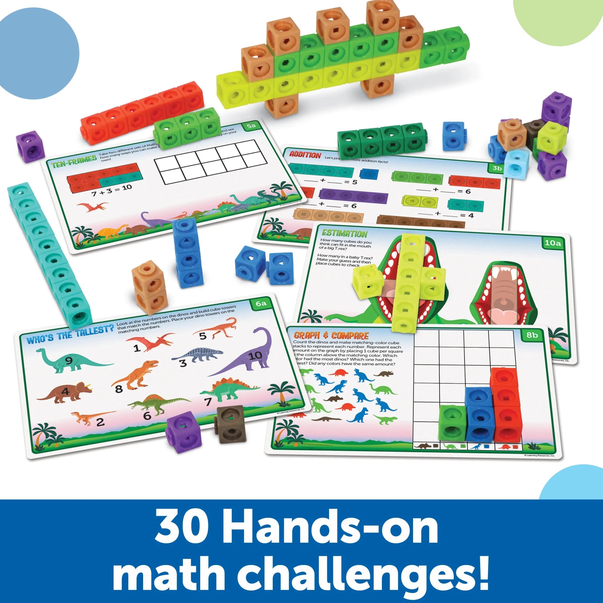 Learning Resources MathLink® Cubes Activity Set - Dino Time - Image 3