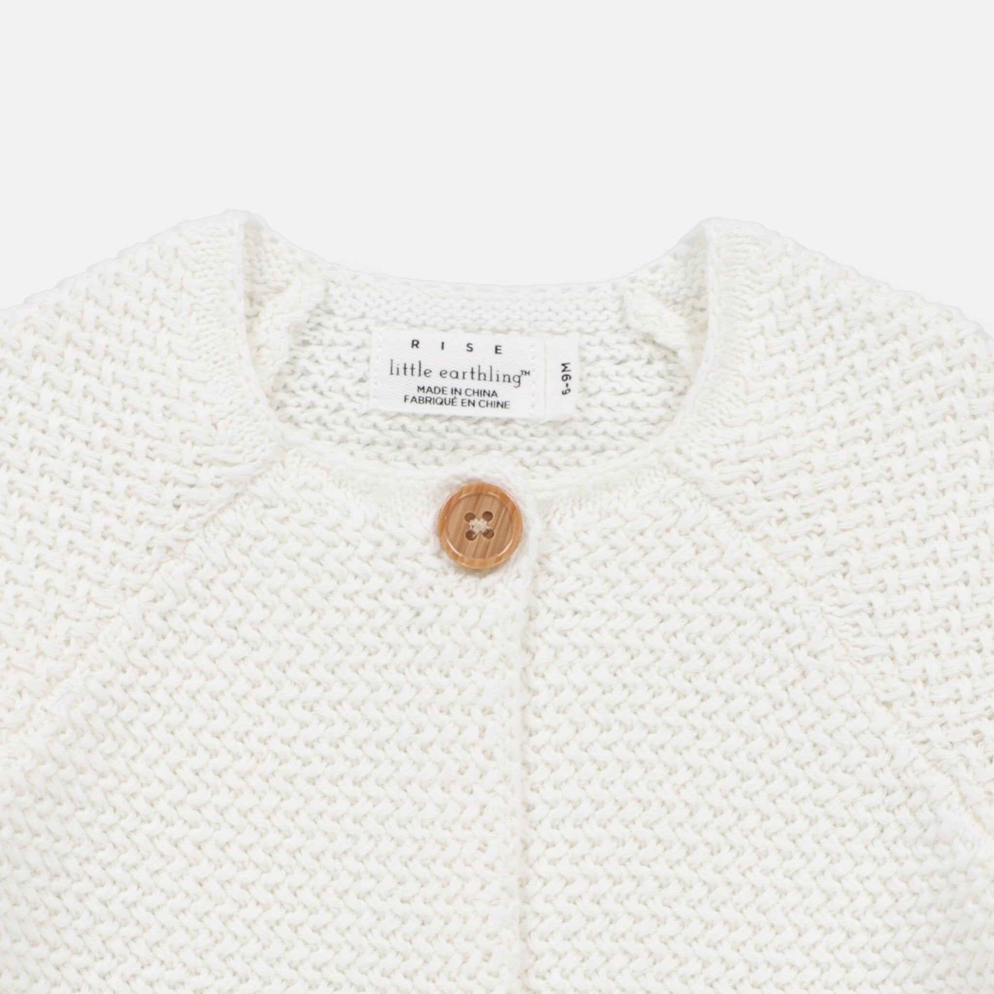 Rise Little Earthling Texture Knit Cardi - Antique White / 3-6m - Image 2