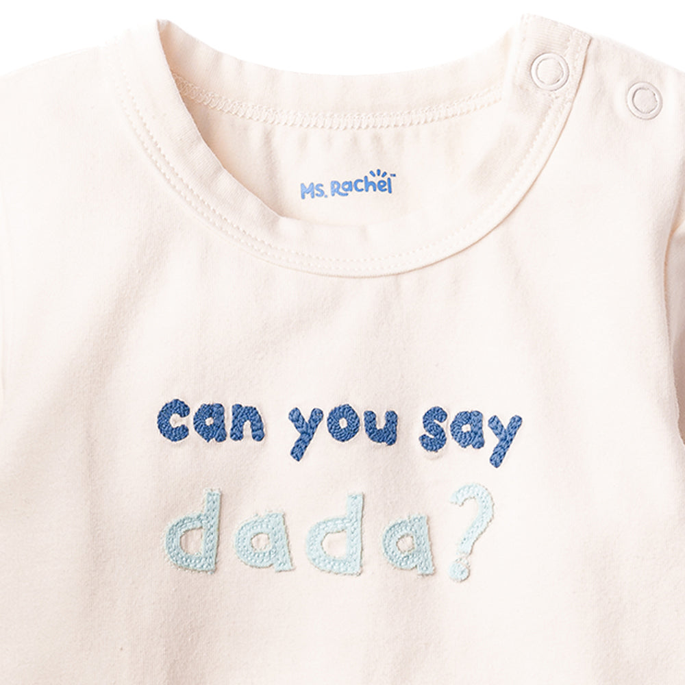Ms.Rachel Long Sleeve Bodysuit - White/Blue / 12-18m - Image 6