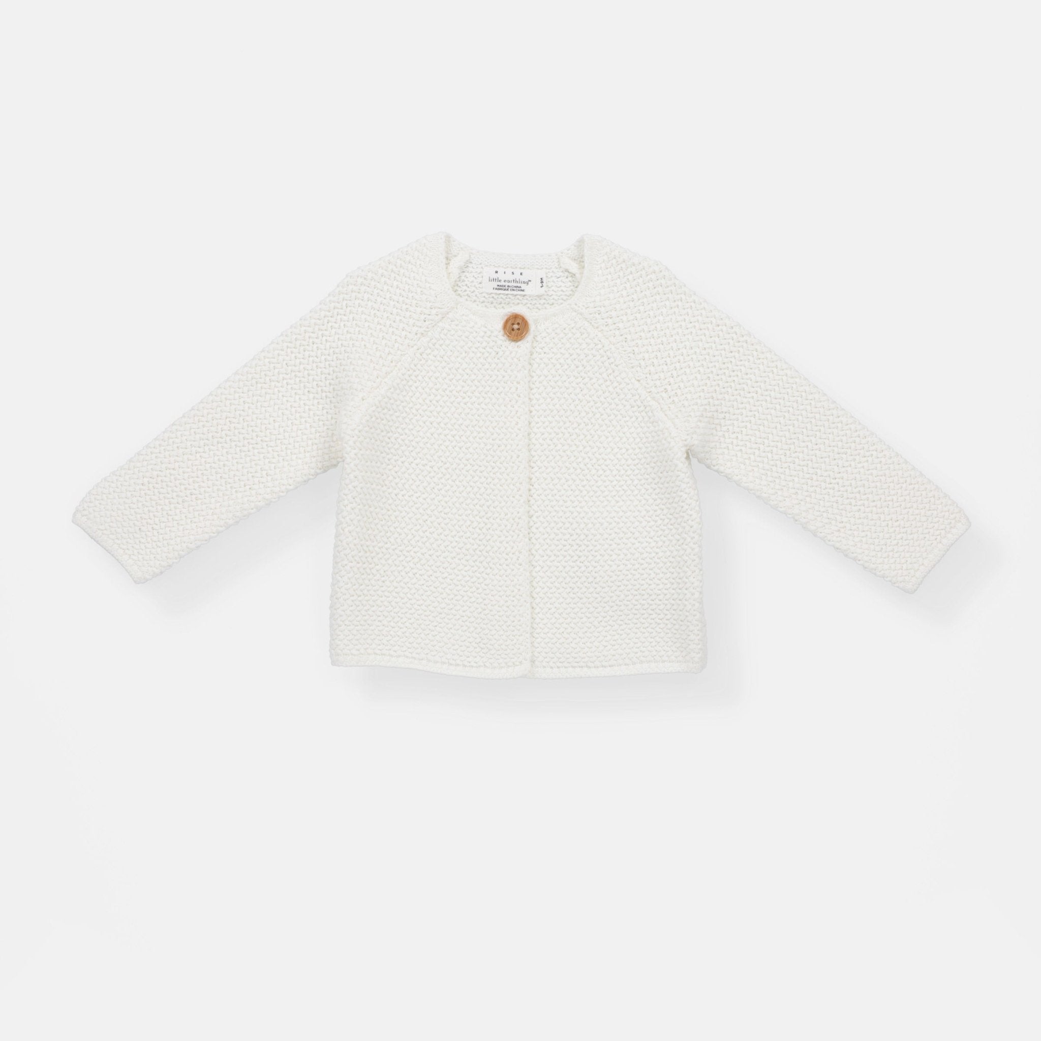 Rise Little Earthling Texture Knit Cardi - Antique White / 3-6m