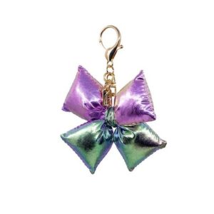Iridescent Puffy Bow Bag Charm in Purple