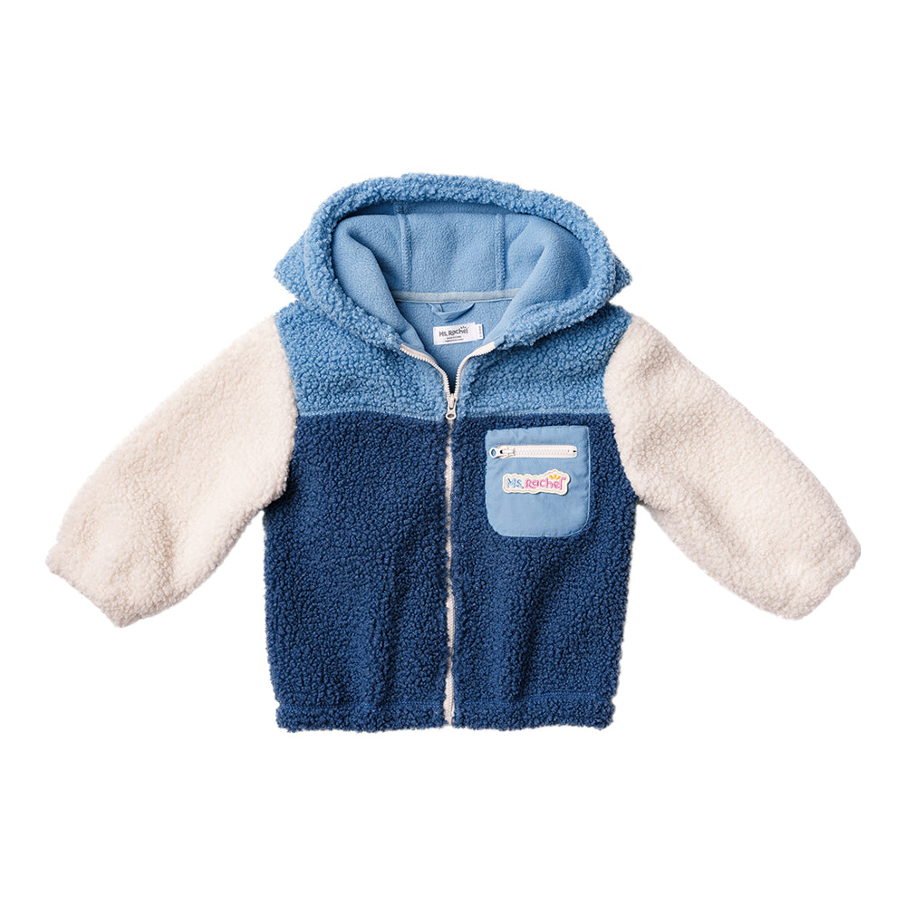 Ms. Rachel Fuzzy Colourblock Jacket - Blue Colourblock / 2-3y - Image 4