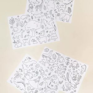 Set of 4 Silicone WashableColoringPlacemats&Markrs