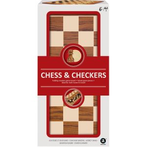 Deluxe Folding Wood Chess & Checkers Set