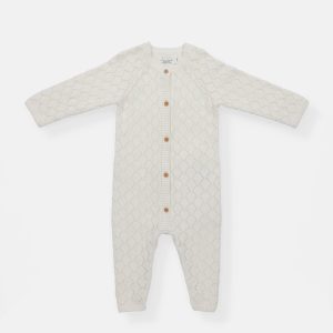Pointelle Romper - Antique White / 0-3m