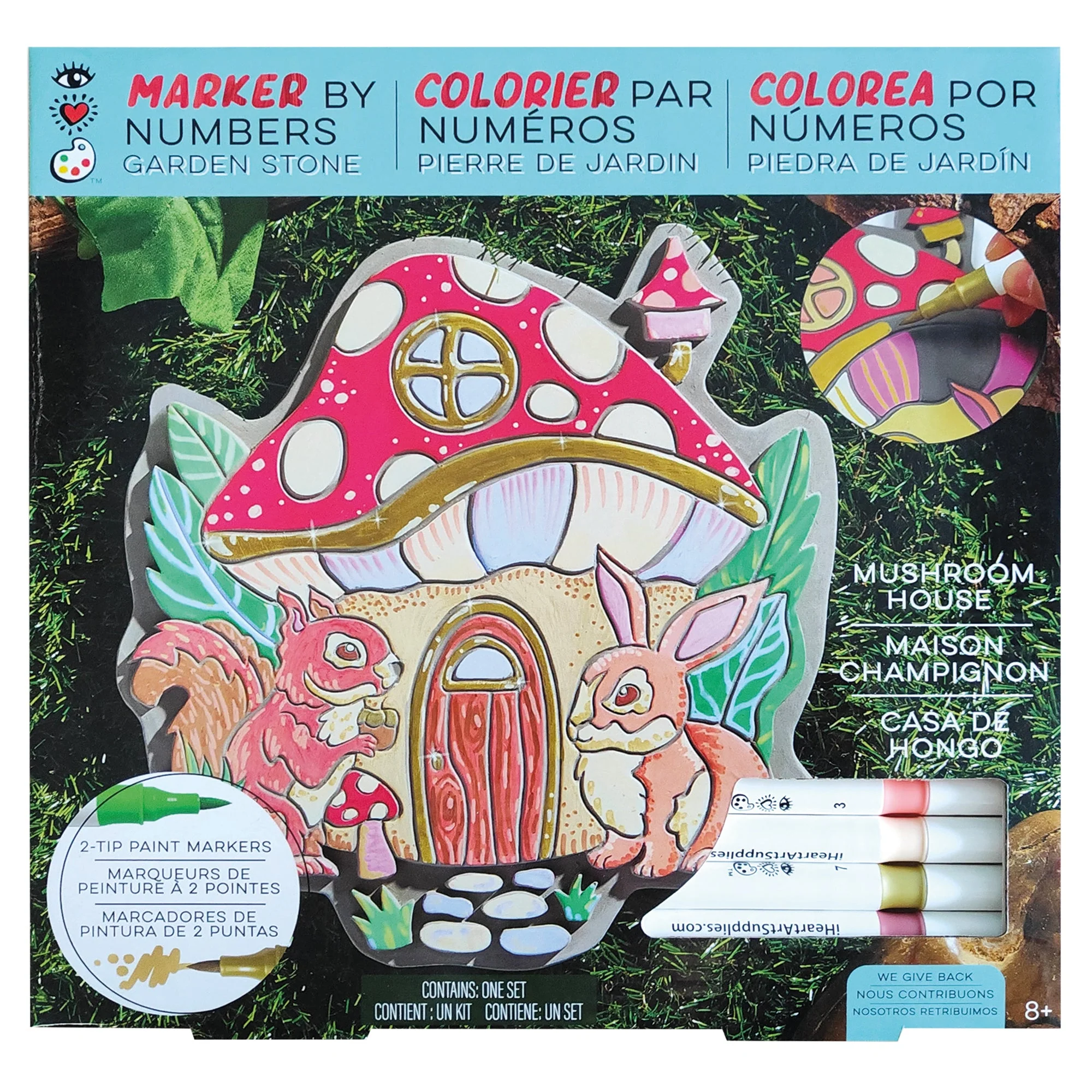 Bright Stripes Marker By Number Garden Stone Mushroom House