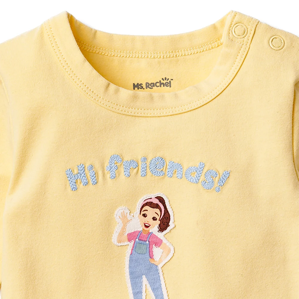 Ms.Rachel Long Sleeve Bodysuit - White/Blue / 12-18m - Image 9