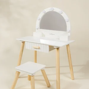 Coco Village Wooden Play Vanity with Lighted Mirror & Stool