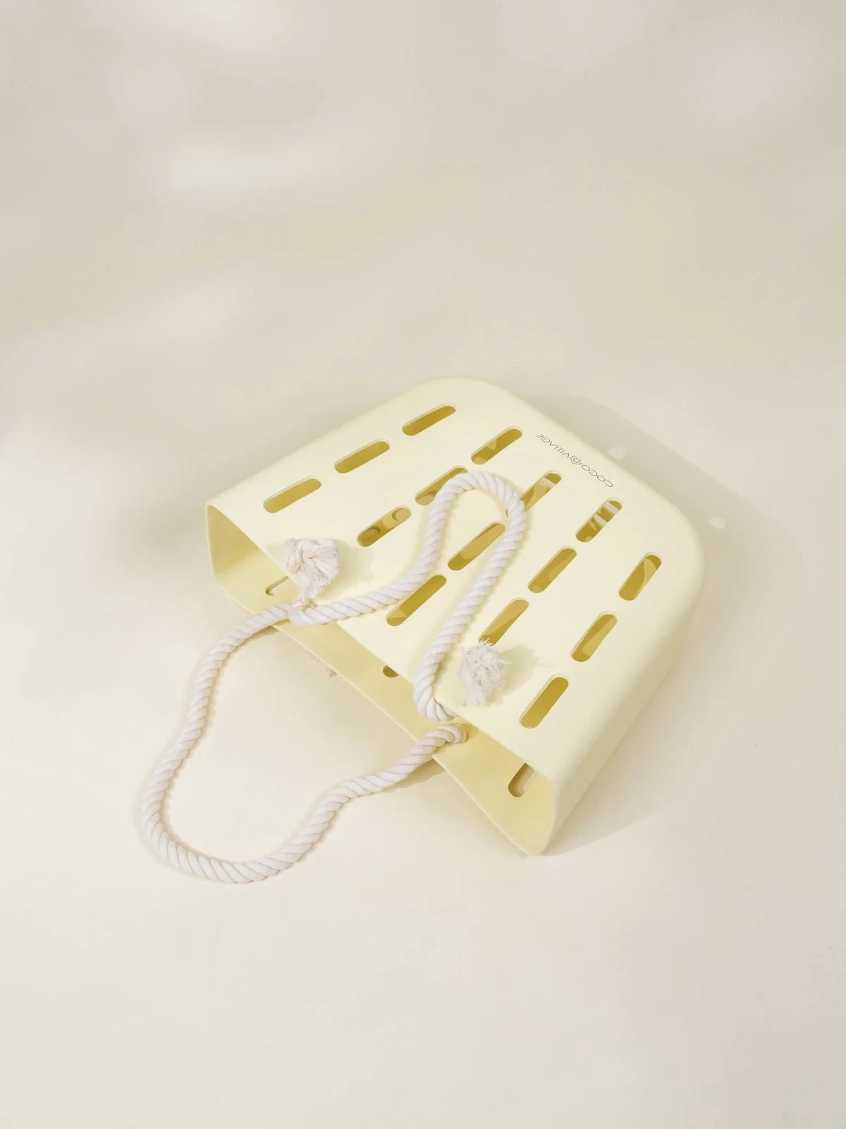 Coco Village EVA Waterproof Beach Bag With Cotton Handle Rope - Cream