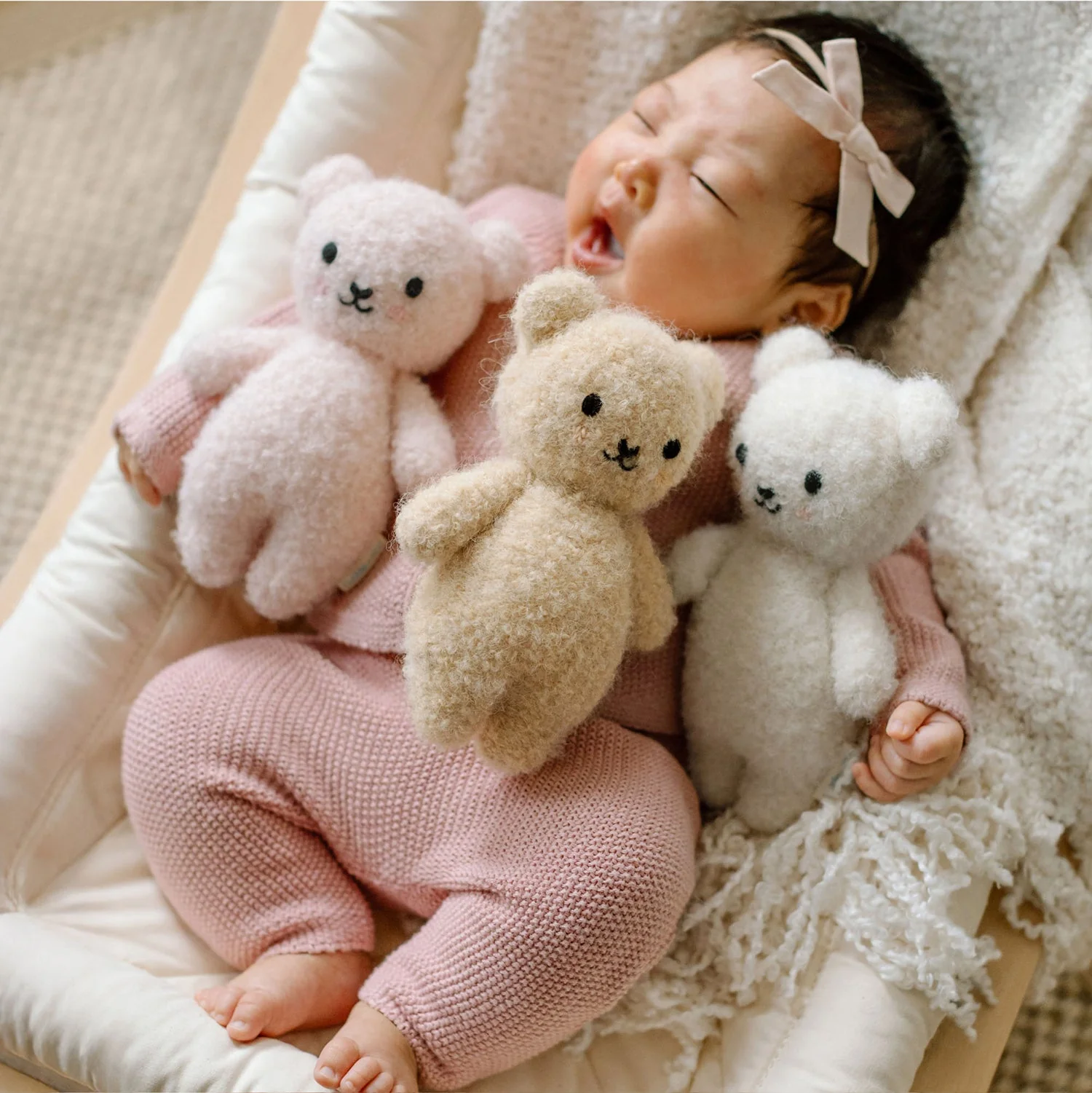 Cuddle + Kind Baby Bouclé Bear (Honey) Hand-Knit Doll - Image 6